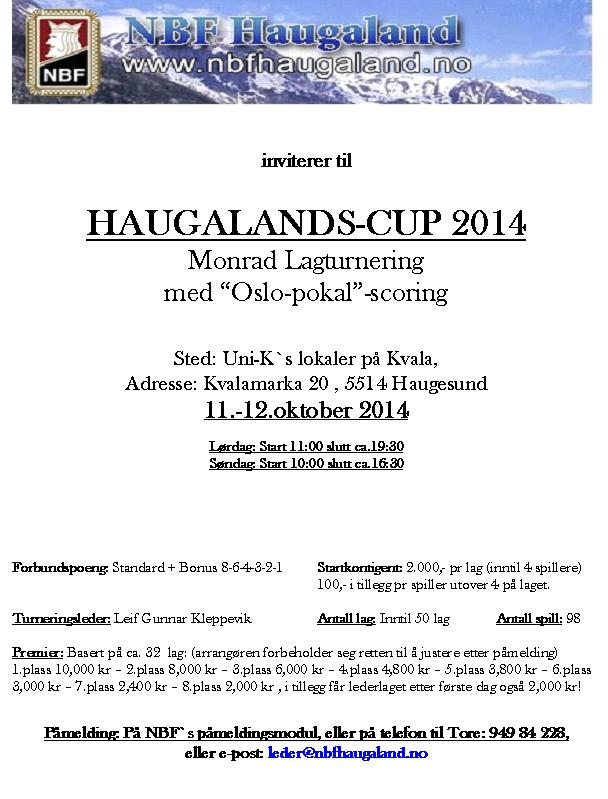 Innbydelse til HAUGALANDS-CUP 2014